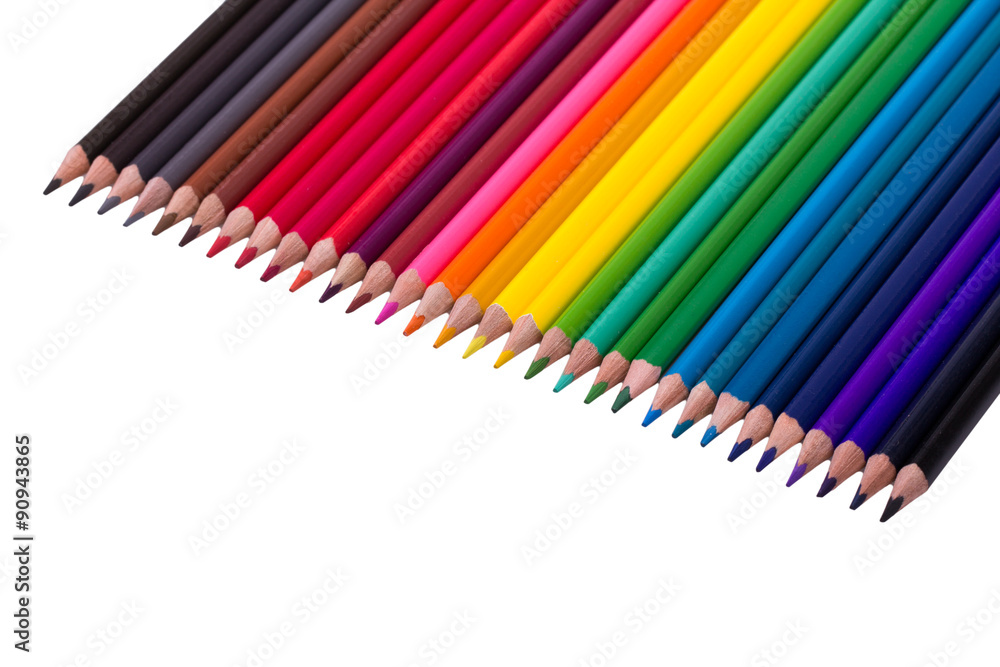 Colour pencils isolated on white background