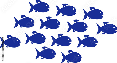 Fish shoal with 13 fish icons