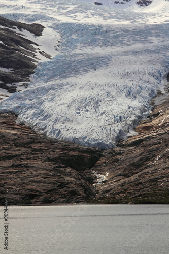 The tongue of Engenbreen  Glacier, part of Svarisen Glacier  photo