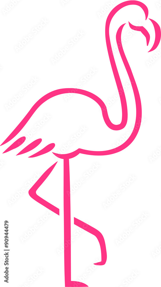 Fototapeta premium Pink Flamingo drawn lines