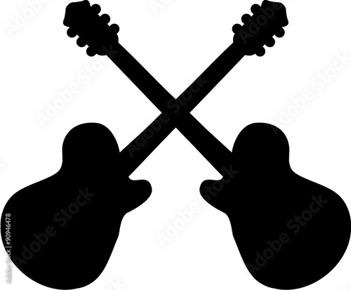 Two crossed acoustic guitar