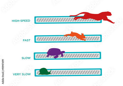Animals as symbols for speed in tech industry products and softwares. Editable Clip Art.
