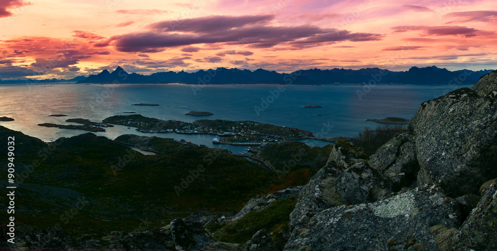 Obraz premium Beautiful panoramic landscape Lofoten Islands in Norway