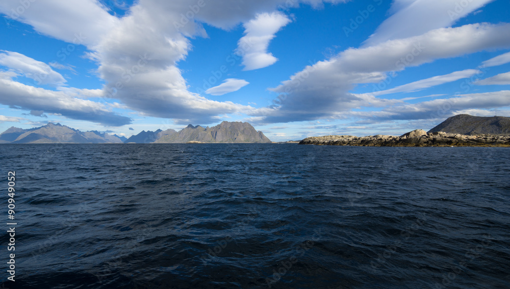 Beautiful sea view of Lofoten Islands in Norway