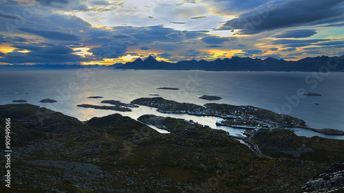 Night landscape Lofoten Islands in Norway