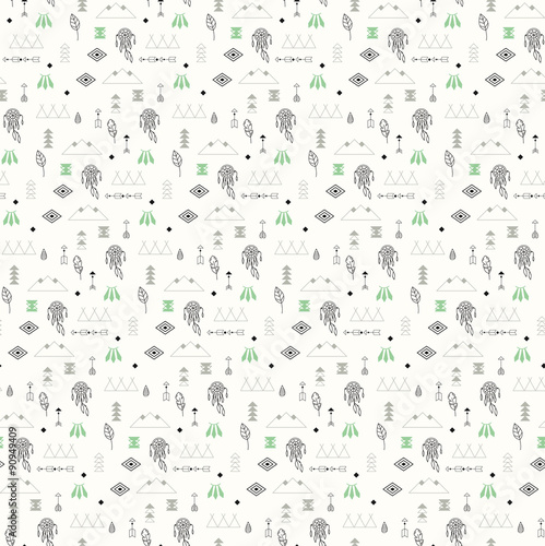 Seamless pattern with native American symbols