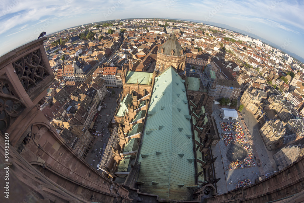Fototapeta premium Summer Strasbourg in fish-eye lens