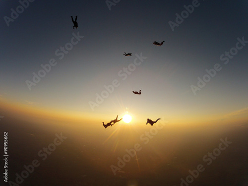Skydiving sunset landscape