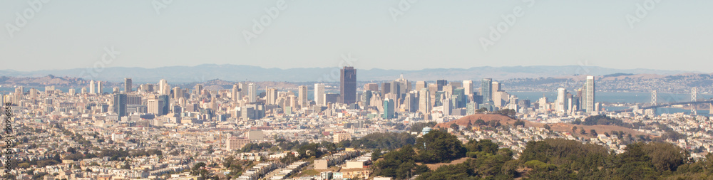 San Francisco skyline panoramic view from San Bruno State Park