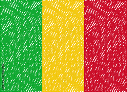 mali flag embroidered zigzag