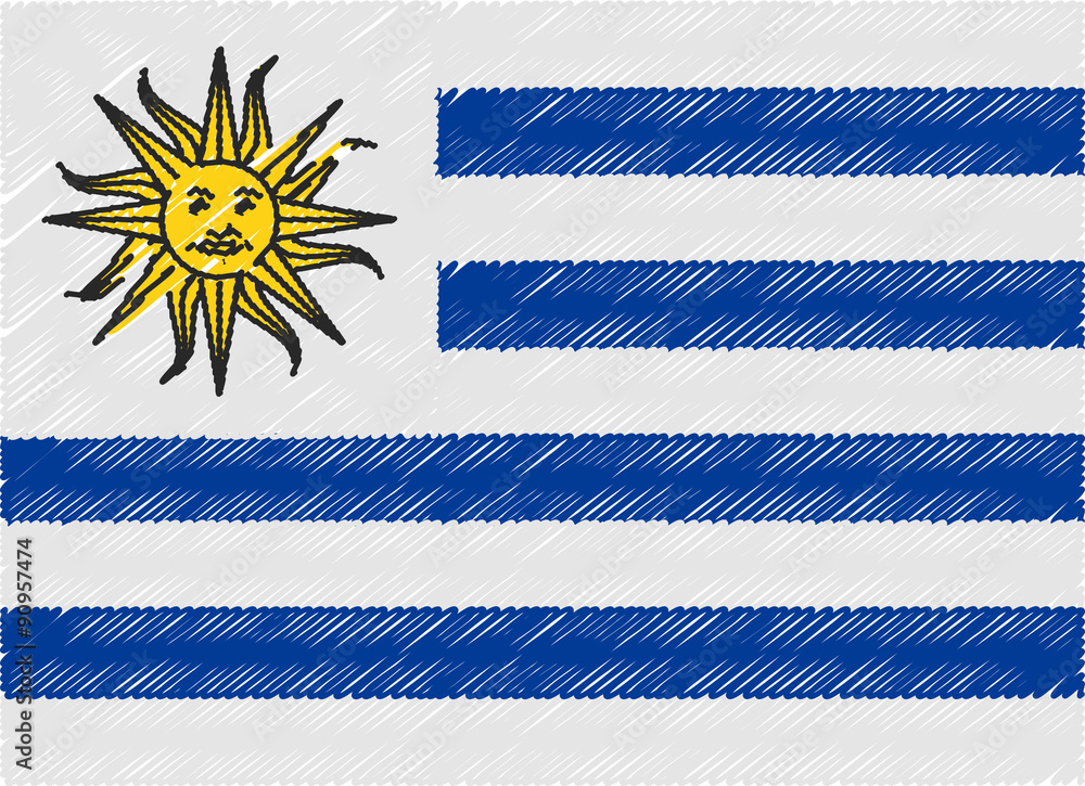 Obraz premium uruguay flag embroidered zigzag