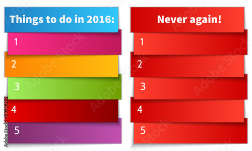 Vector New Year Resolution multi color double List template