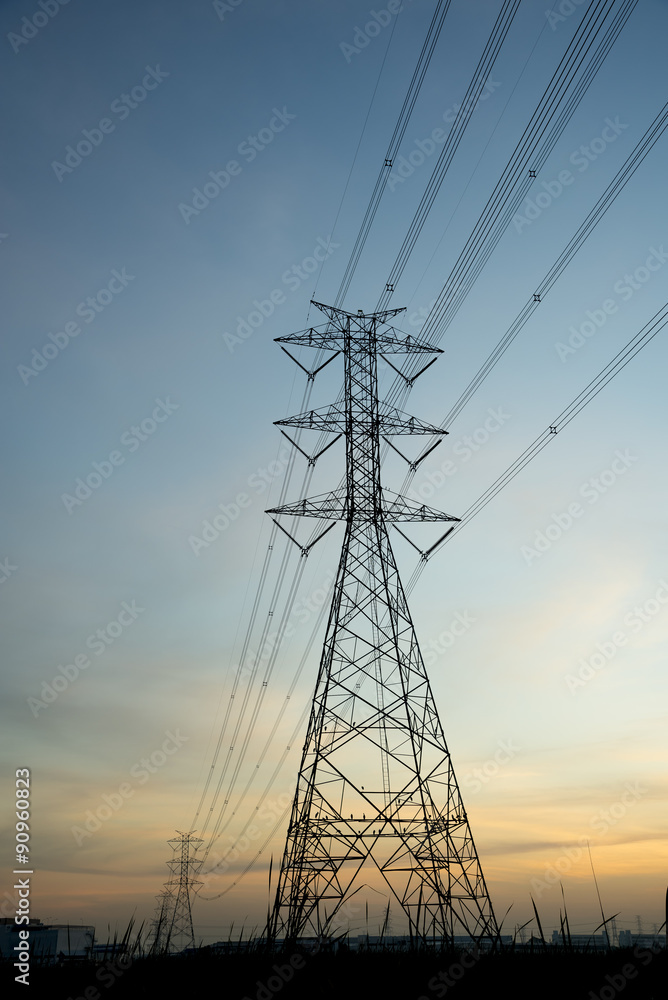 Silhouette electric pole