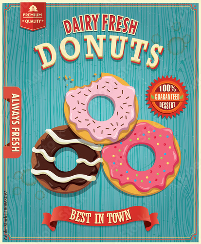 Vintage donut poster design