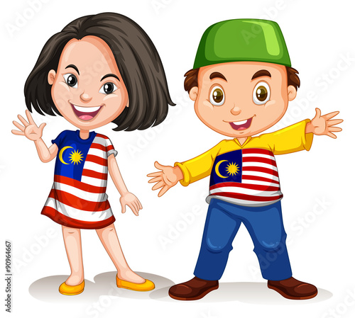 Malaysian girl and boy greeting