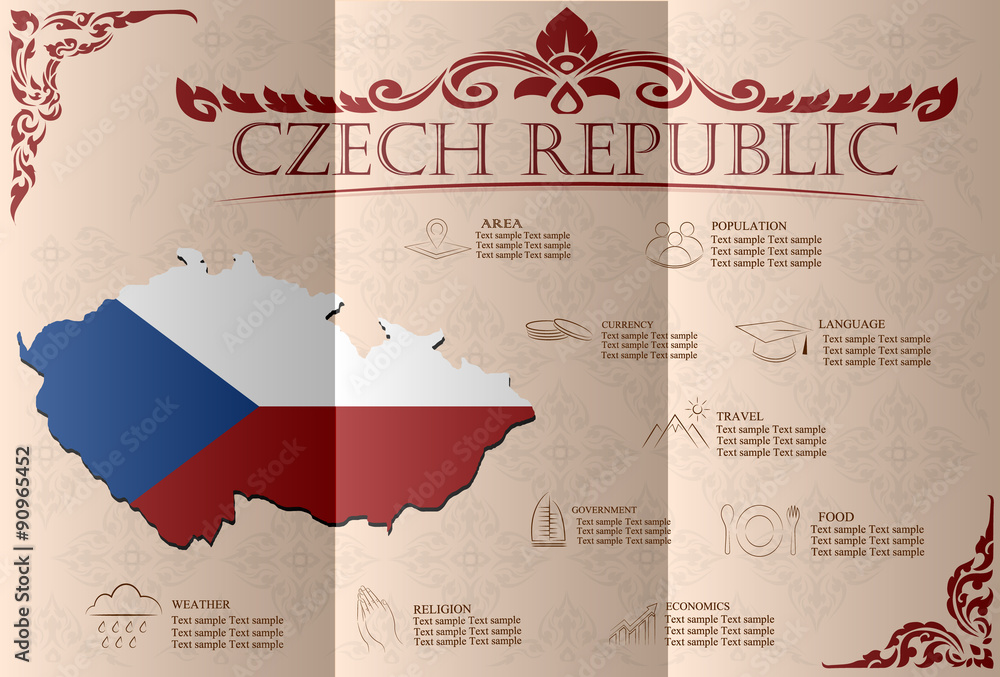 Obraz premium Czech Republic infographics, statistical data, sights. Vector 