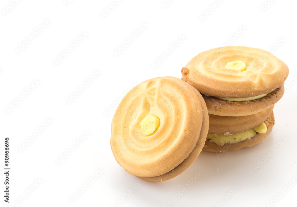 cookie biscuit with cream on white cookie biscuit with cream on white