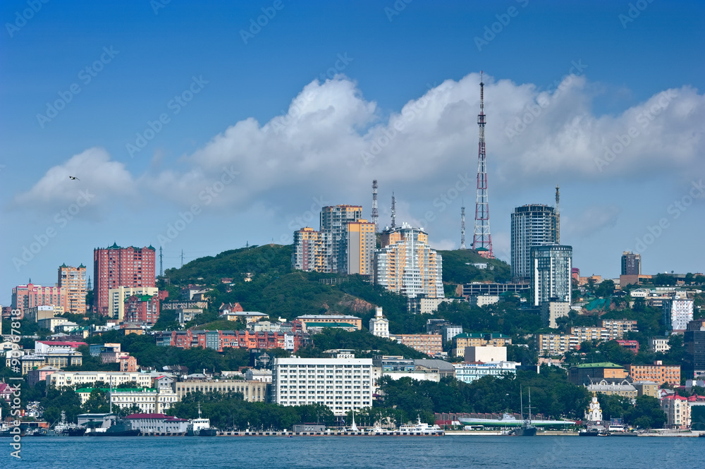 View of the central part of Vladivostok. Russia. 02.09.2015