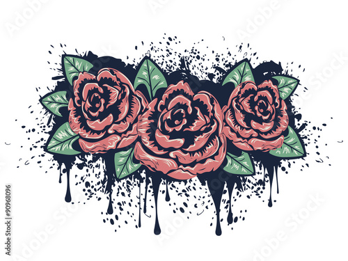 Grunge Roses with Splatters