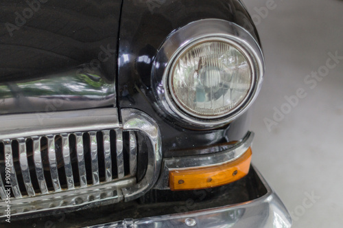 Head-light and grille of old soviet retro style car