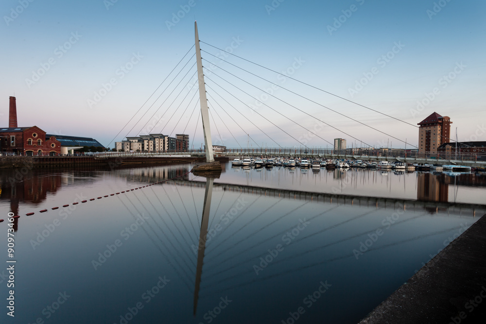 The Millennium bridge, Swansea, also known as the Sail bridge. The Millennium bridge, Swansea, also known as the Sail bridge.