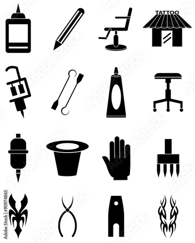 Tattoo artist icons set