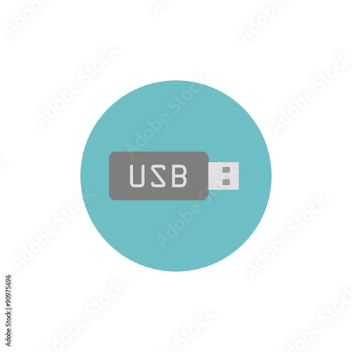 Flat web icon of usb stick