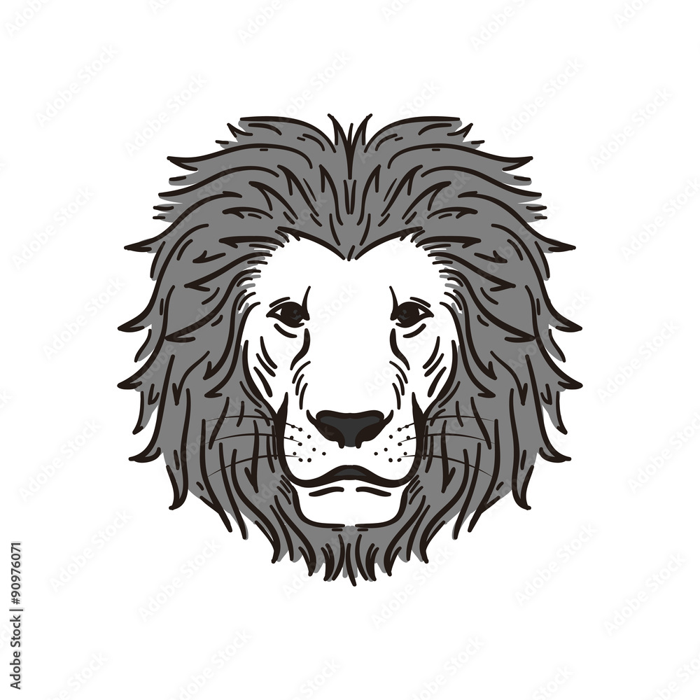 Obraz premium Commanding Calm Lion in Black and White