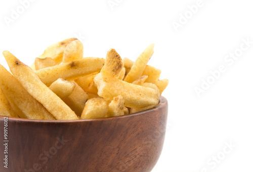 Fototapeta Naklejka Na Ścianę i Meble -  french fries on wood plate