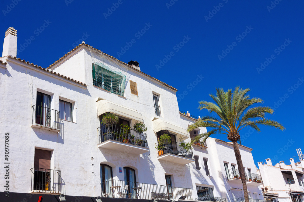 Obraz premium Pretty typical white houses Puerto Banus, Malaga Spain