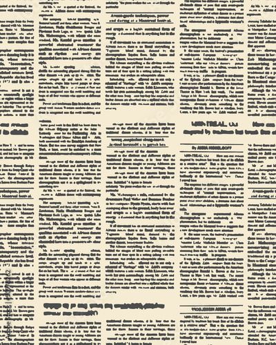 Old newspaper seamless pattern. Vector background of vintage new