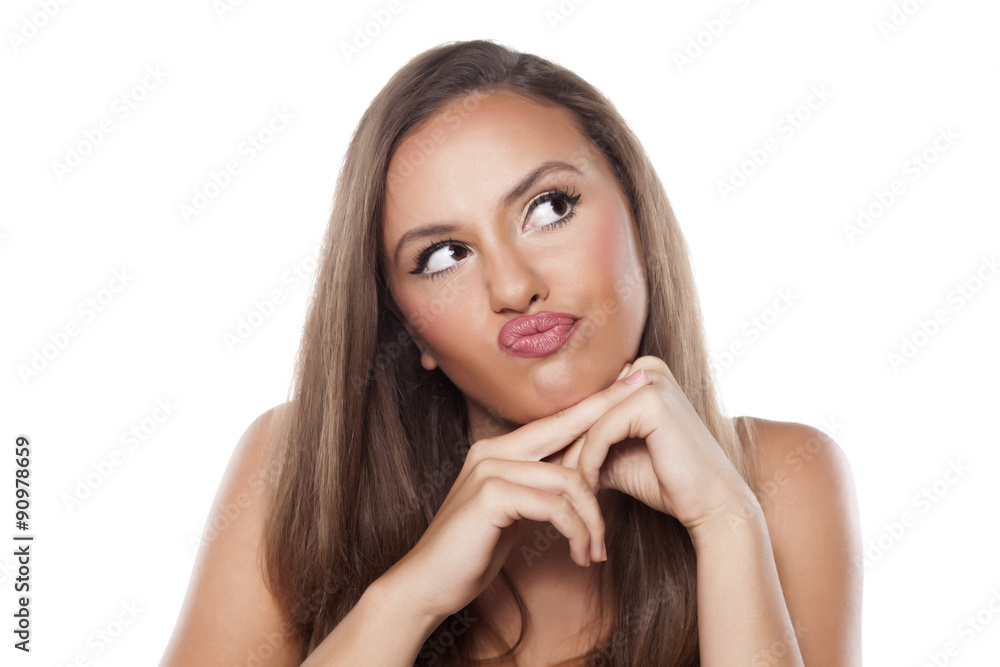 dissatisfied pretty girl had doubts dissatisfied pretty girl had doubts