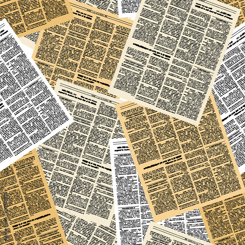 Newspaper seamless pattern. Vector background of pages of vintag