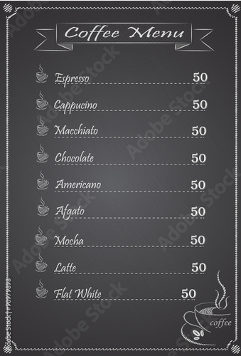coffee menu on the blackboard