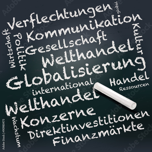 Tafel und Kreide mit  Globalisierung