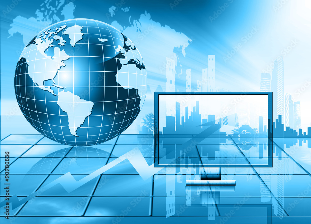 Globe and glowing lines on technological background. Technology background.Electronics, bright lines and rays, symbols of the Internet, radio, television, mobile and satellite communications Globe and glowing lines on technological background. Technology background.Electronics, bright lines and rays, symbols of the Internet, radio, television, mobile and satellite communications