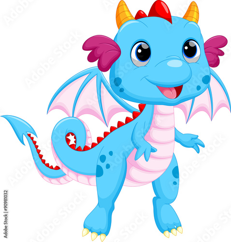 Cute baby dragon cartoon #90981032