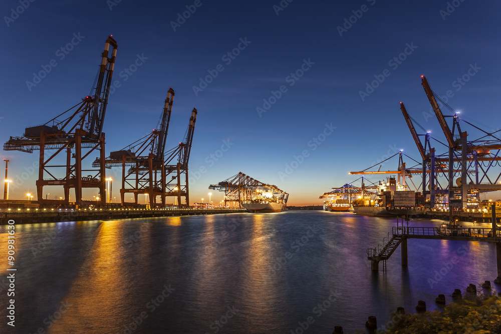 Hamburg Sunset Containerhafen