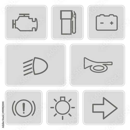 monochrome set  with car dashboard icons for your design