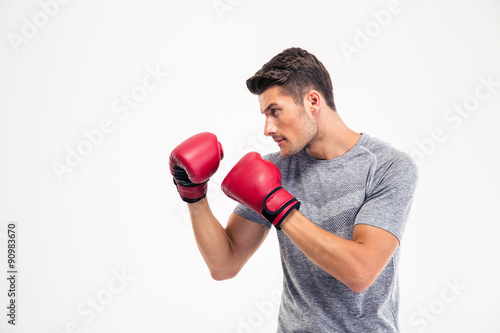 Portrait of a young male boxer photo