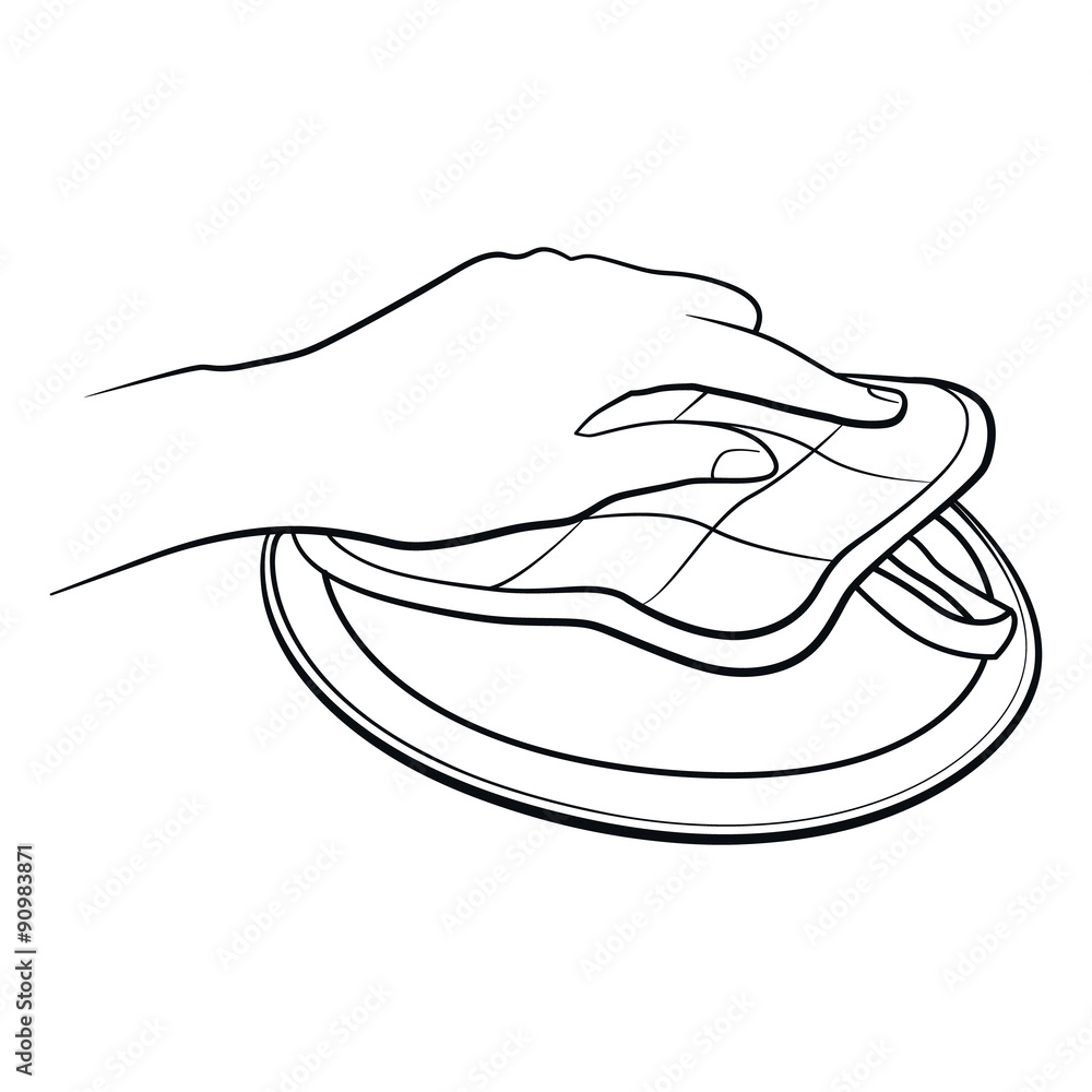Woman hand holding cap icon. Kitchen tools. Outline cooking gesture. Hand isolated on white background. Woman hand holding cap icon. Kitchen tools. Outline cooking gesture. Hand isolated on white background.