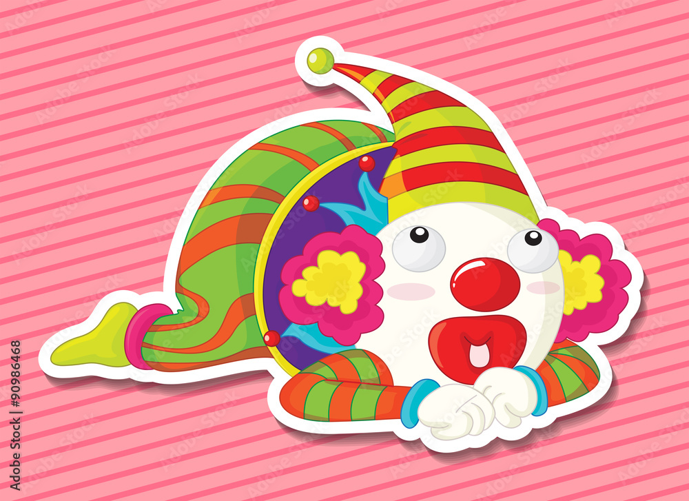 Naklejka premium Clown wearing make up and colorful costume