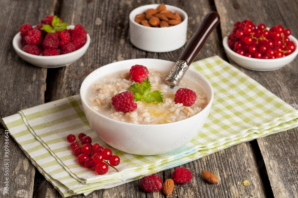 oatmeal with raspberries and honey oatmeal with raspberries and honey