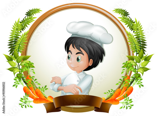 Male chef in round banner