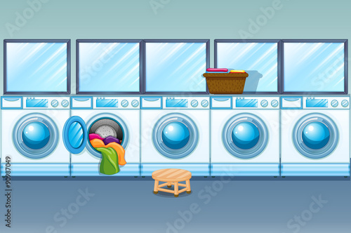 Laundry shop full of washing machines