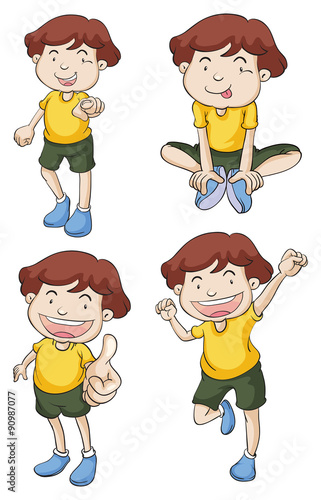 Little boy in four different poses