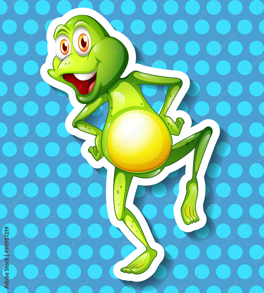 Little green frog dancing