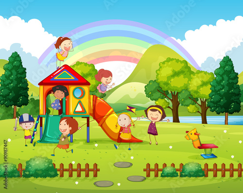 Children playing in the park at daytime