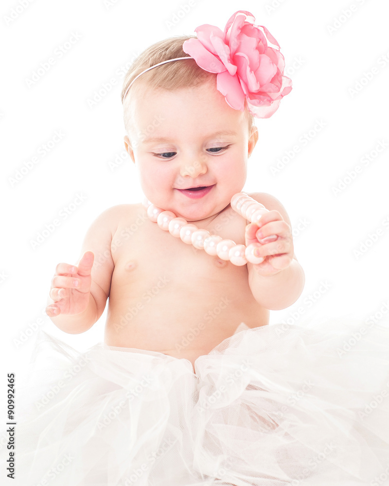 Beautiful happy baby. Baby girl. One, isolated on white. Beautiful happy baby. Baby girl. One, isolated on white.
