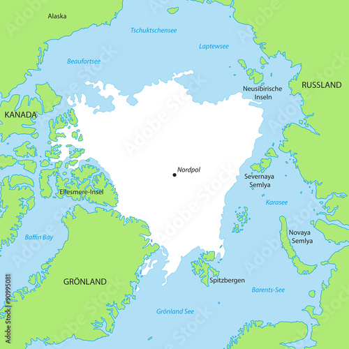 Nordpol - Karte in Gr  n